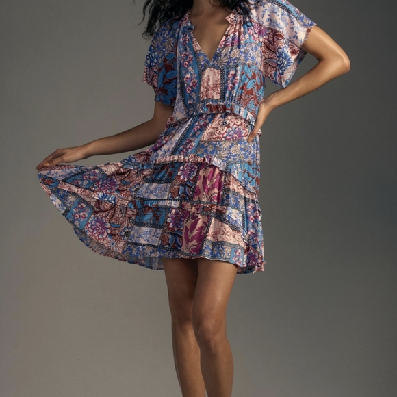 NWT Anthropologie Robin Tiered Mini Dress - Picture 1 of 6